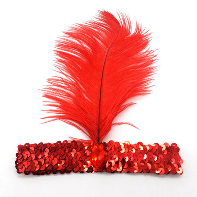 Diadema de Plumas de Avestruz con Diamantes y Lentejuelas - Image 7