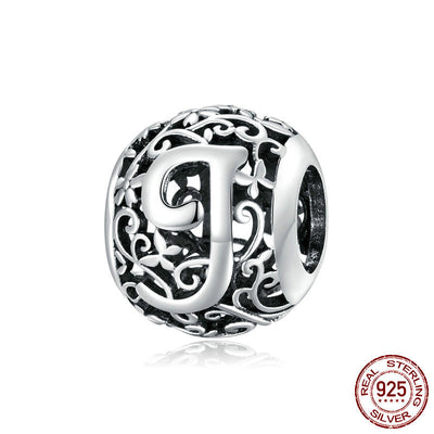 Abalorios de Plata Esterlina con 26 Letras del Alfabeto Inglés Patrón Bosque - Image 21
