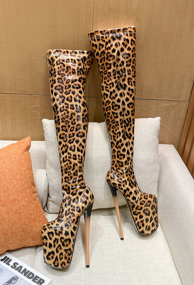 Botas Altas de Tacón con Estampado de Leopardo - Image 19