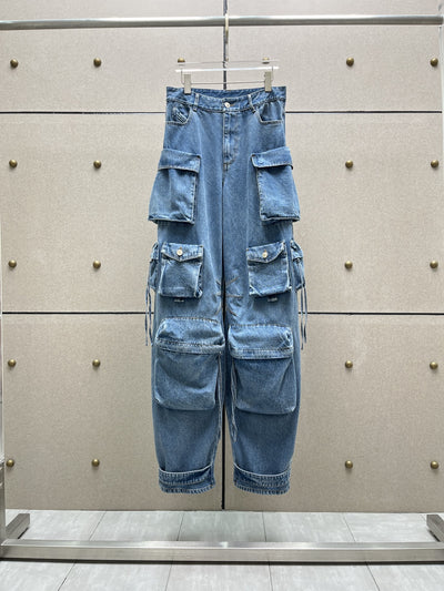 Pantalones Vaqueros Anchos para Mujer con Múltiples Bolsillos - Image 17
