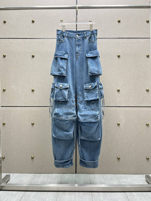 Pantalones Vaqueros Anchos para Mujer con Múltiples Bolsillos - Image 17