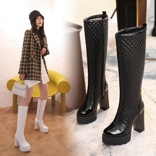 Botas Mujer Caña Media Terciopelo Tacón Grueso Alto Confort - Image 14