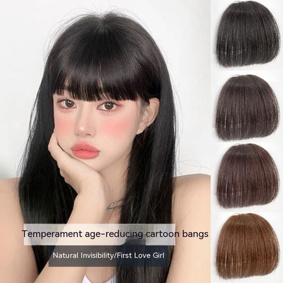 Juego de Peluca Invisible con Flequillo Recto Natural - Cabello Artificial Integrado