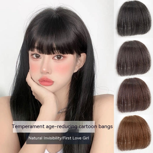 Juego de Peluca Invisible con Flequillo Recto Natural - Cabello Artificial Integrado