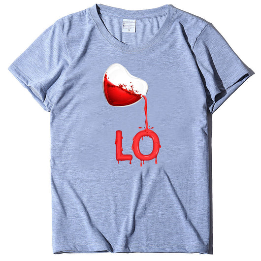 Playera de Pareja Cuello Redondo Love Rojo con Bordado LOVE Manga Corta Casual - Image 6