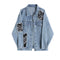 Chaqueta Denim Vintage con Estampado Patchwork para Mujer