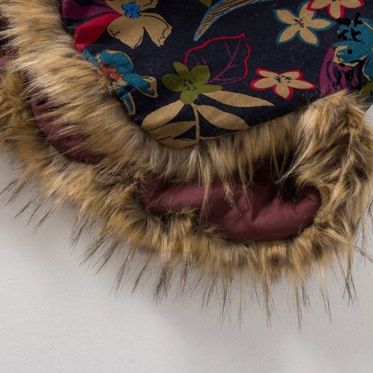 Chaqueta Acolchada Étnica de Lino y Algodón con Cuello de Pelaje y Capucha - Image 13
