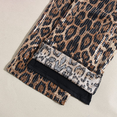 Pantalones Rectos Estampado Leopardo con Lentejuelas - Diseño Europeo - Image 25
