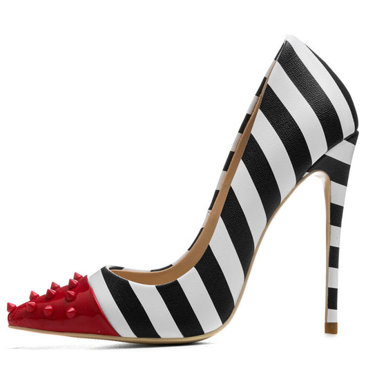 Tacones Altos de Moda con Rayas de Remaches en Colores - Image 9