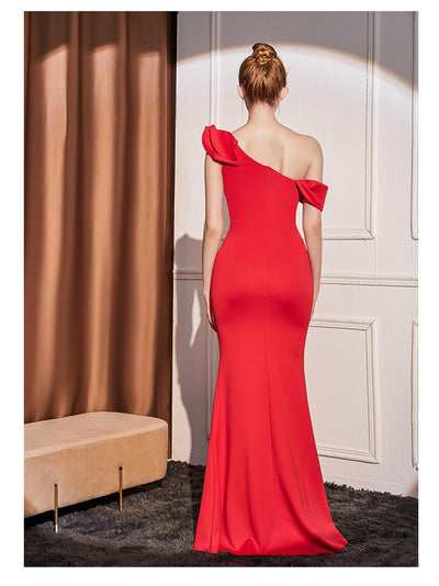 Vestido Largo Elegante con Hombros Inclinados Efecto Adelgazante - Image 20