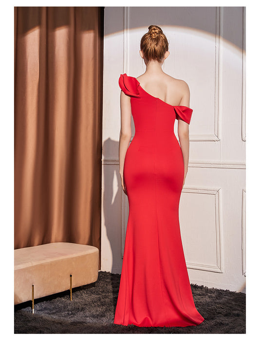 Vestido Largo Elegante con Hombros Inclinados Efecto Adelgazante - Image 20