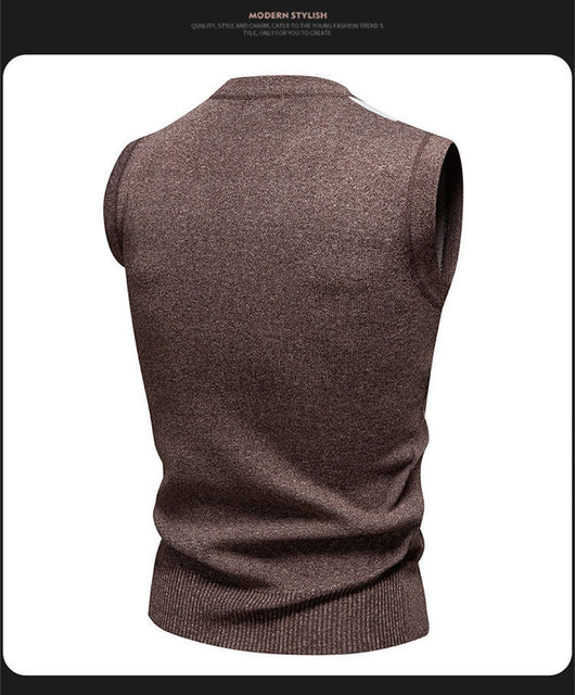 Suéter Tejido Jacquard para Hombre - Chaleco Cuello V - Image 24