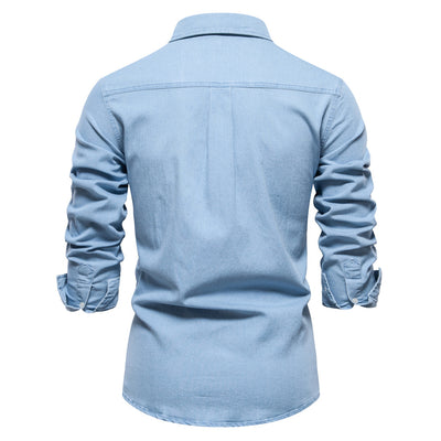 Camisa Denim Casual de Manga Larga para Hombre - Image 8