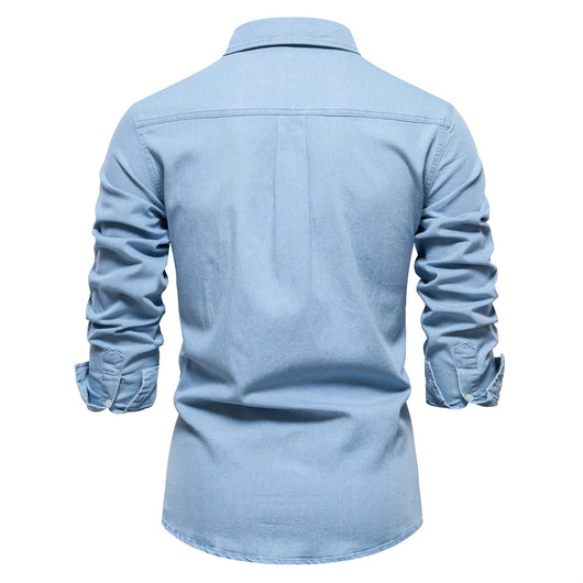 Camisa Denim Casual de Manga Larga para Hombre - Image 8