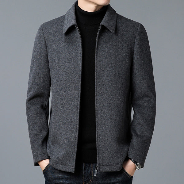 Abrigo de Lana con Cuello Polo para Hombre - Elegancia Casual