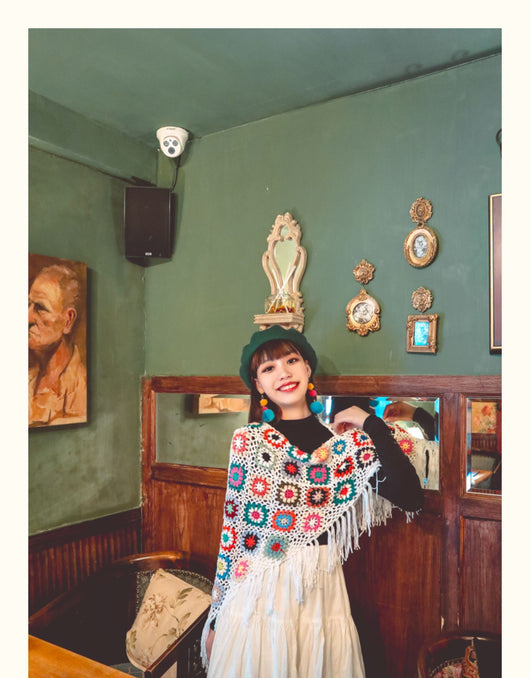Chal Bohemio Tejido a Mano con Flecos Estilo Étnico - Image 29