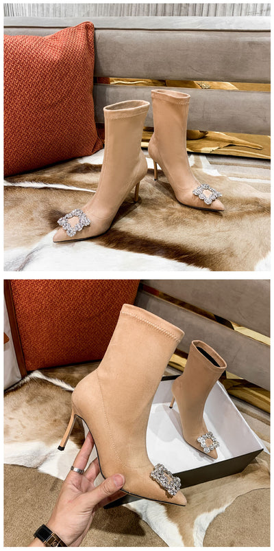 Botas Calcetín Elásticas con Tacón Aguja y Strass - Image 9