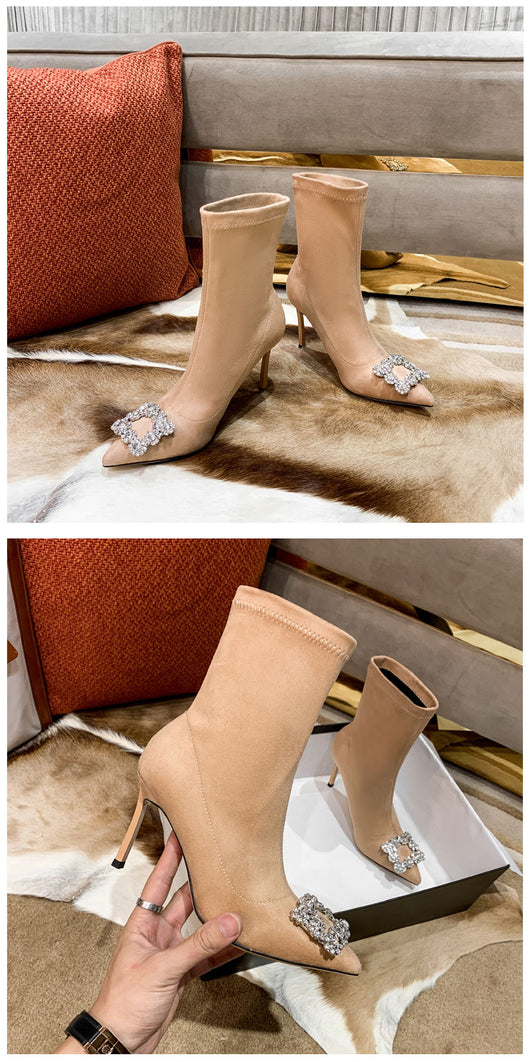 Botas Calcetín Elásticas con Tacón Aguja y Strass - Image 9