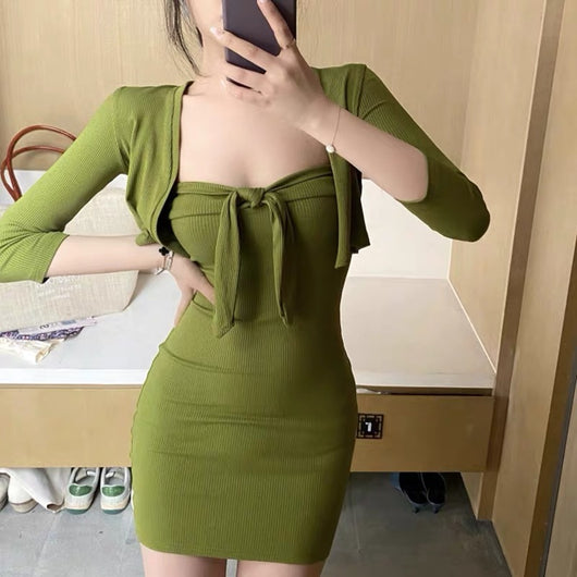 Conjunto Falda y Top Asimétrico Verde Aguacate para Mujer - Image 2