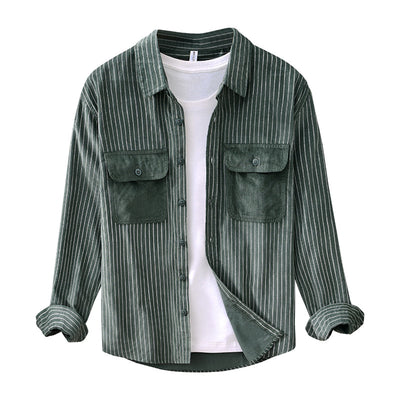 Camisa Retro a Rayas con Bolsillos y Mangas Largas - Image 5