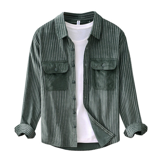 Camisa Retro a Rayas con Bolsillos y Mangas Largas - Image 5
