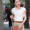 Blusa Blanca con Volantes en las Mangas para Mujer
