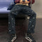 Blue Skull Print Tibetan Loose Straight Trousers