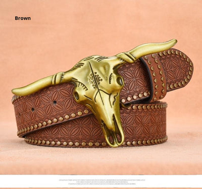 Cinturón de Cuero Genuino para Hombre con Remaches Grabados - Image 14