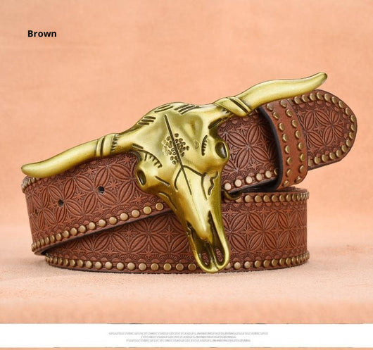 Cinturón de Cuero Genuino para Hombre con Remaches Grabados - Image 14