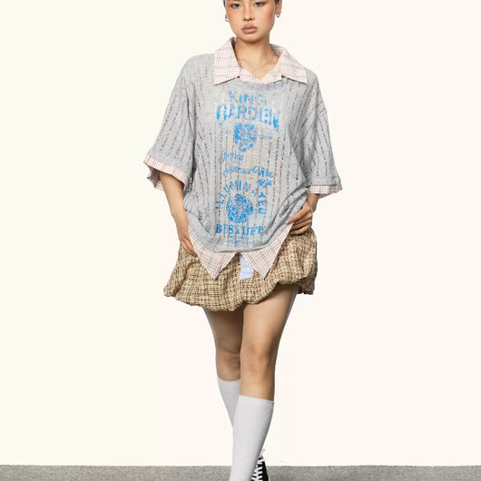 Playera Estampada con Detalles Calados - Manga Corta para Mujer Verano - Image 4