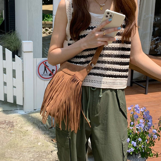 Bolsa Crossbody Retro con Borlas - Diseño Versátil y Minimalista - Image 13