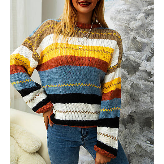 Suéter de Rayas Multicolor para Mujer - Cuello Redondo Manga Larga - Image 9