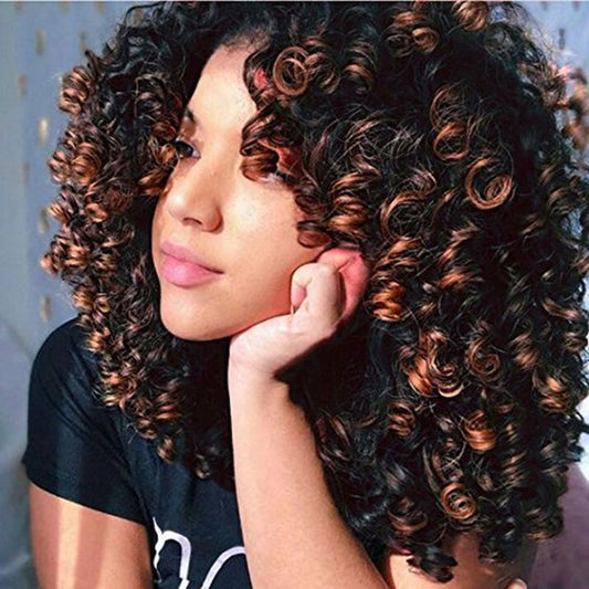 Peluca Sintética de Rizos Africanos para Mujer - Estilo Europeo y Americano