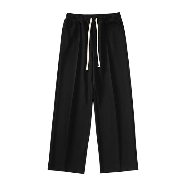 Pantalón Ancho Recto con Pliegues Cosidos - Estilo Urbano Desenfadado