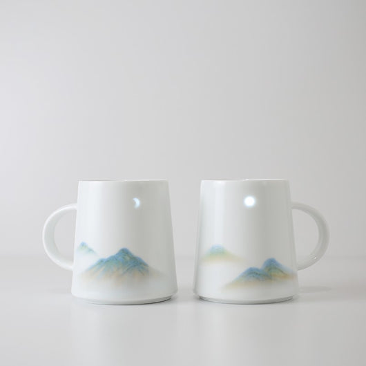 Taza Cerámica Río y Montaña Verde
