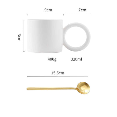 Taza de Cerámica con Asa Grande y Cuchara para Café, Oficina y Hogar - Image 13