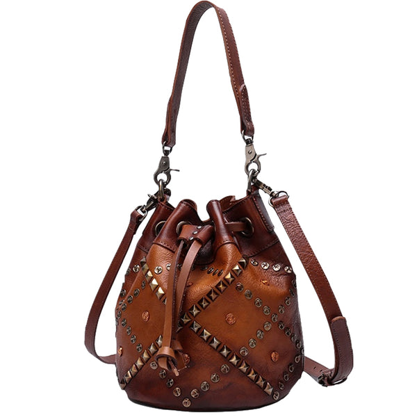 Bolso de Cuero Retro con Remaches Decorativos - Estilo Casual Vintage - Image 4