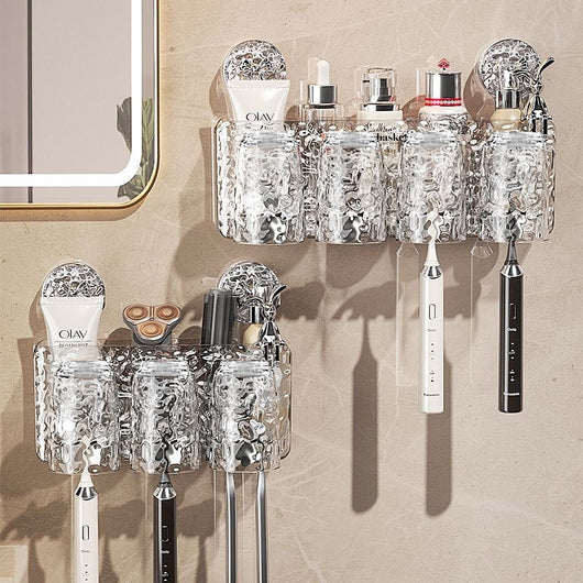 Set de Cepilleros de Pared con Ventosa - Diseño Moderno sin Perforaciones
