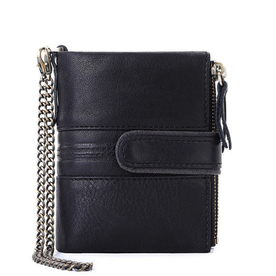 Billetera Antirobo de Cuero Genuino con Cierre Seguro - Cartera Multifuncional Vintage para Hombre - Image 7