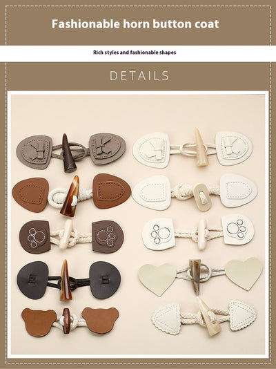 Botón Decorativo con Hebilla de Cuerno y Cuero Genuino - Image 22