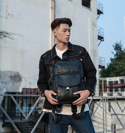 Mochila de Cuero Genuino para Hombre - Gran Capacidad, Diseño Moderno - Image 12