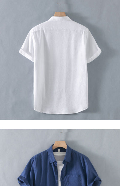 Camisa de Lino Suelta Manga Corta - Comodidad Casual - Image 11