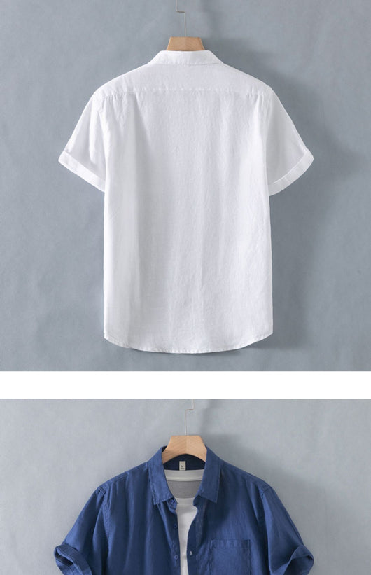 Camisa de Lino Suelta Manga Corta - Comodidad Casual - Image 11