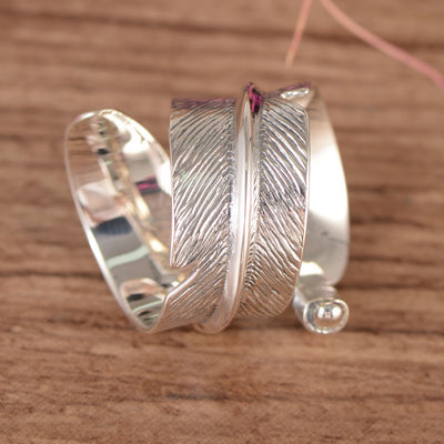 Anillo de Plata 925 con Ágata Verde Incrustada en Forma de Pluma - Image 8