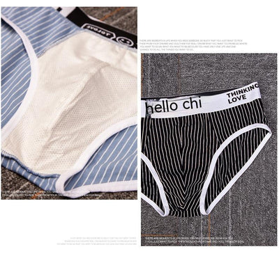 Calzoncillos Tipo Slip Rayas Algodón Hombre Cintura Baja Transpirables - Image 21