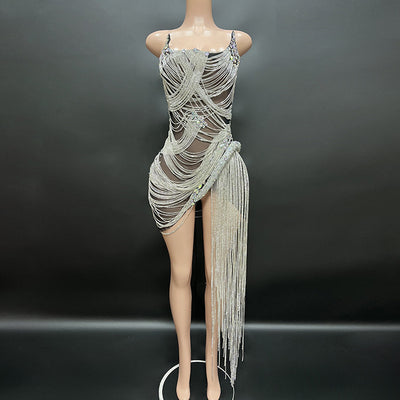 Vestido de Fiesta Elegante con Borlas de Cristal para Sesión Fotográfica de Cumpleaños - Image 4
