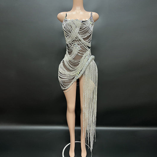 Vestido de Fiesta Elegante con Borlas de Cristal para Sesión Fotográfica de Cumpleaños - Image 4