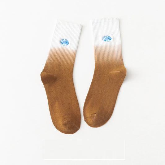 Calcetines Medianos para Mujer con Bordado Tie-Dye Colorido - Image 2