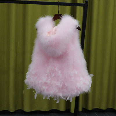 Chaleco de Plumas de Avestruz con Encaje - Elegancia Sofisticada - Image 10