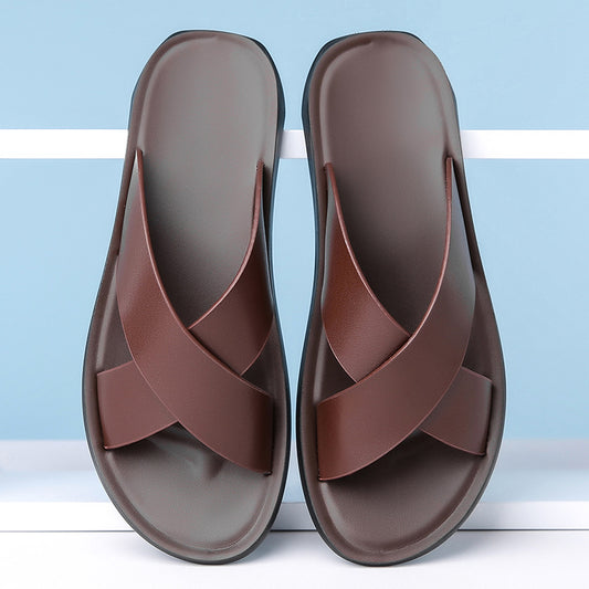 Pantuflas Casuales de Cuero para Hombre - Comodidad de Verano - Image 2